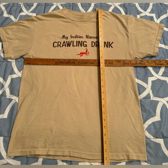 Men’s Med Light Beige Tennessee River T-Shirt “My Indian Name Is Crawling Drunk” - Picture 5 of 5